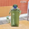 Quadratische Kunststoff-Wasserflasche mit Gurt, 650ml tragbare matte Fitness-Sportbecher. - YB-1035 Grün