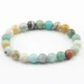 Primo piano del braccialetto di perle di pietre preziose colorate, dettagli sferici. - Amazonite