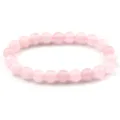 Bracciale di perle in quarzo rosa da 8mm per donne gioielli elastici di pietre - Quarzo rosa