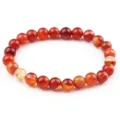Bracciale con perline in agata rossa 8mm perle tonde di pietre preziose regalo donna - Agata zonata