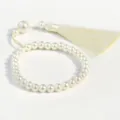 Bracciale di perle bianche con nappa elegante e perline rosario gioielli da donna alla moda - Bianco