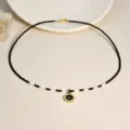 Schwarz-weiße Perlenkette Kronenanhänger Gold Charme elegante Schlüsselbein Kette - N2564-Y01 Kronenanhänger