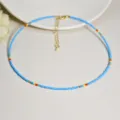 Collana girocollo fatta a mano con perline Miyuki da donna, delicati gioielli arcobaleno. - Blu