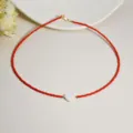 Collana di perline rosse con ciondolo a cuore in conchiglia bianca gioiello donna - Stile Cuore Bianco Rosso (N2559)