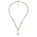 Collana con catena spessa dorata e pendente di perla barocca elegante gioiello da donna - Stile Perla Barocca Catena Dorata (N2360)