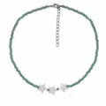 Green crystal beaded necklace with freshwater shell star pendants and alloy metal clasp variant. - N2507