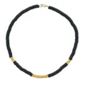 Handmade black clay heishi beads necklace with gold metal spacers for women chic jewelry. - Black Style (N2518) / Black