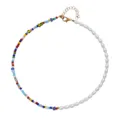 Collana con perle e perline multicolore divisi gioielli da donna eleganti regalo - Stile Giunzione Metà Perla Metà Perlina Colorata (N2470)