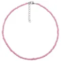 Collana girocollo di perline di rocaille rosa con catenella di estensione, estate - Collana Semplice in Perline (N2308-02) / Rosa