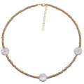 Collana di perle dorate con ciondoli di perle piatte bianche gioielli estetici estivi - Collana in Perline di Metallo E Perle Artificiali (N2307-03) / Oro