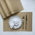 Gold PVC woven placemat detail, heat-resistant table mat for dining room and hotel decor. - Gold Double Frame