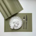 Groene geweven PVC placemat detailweergave, antislip warmte-isolerende tafelmat voor eetkamer. - Groen dubbel frame