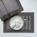 PVC woven placemat set for dining table, anti-slip heat-insulated table mats with cutlery and plate. - Dark Coffee Single Frame