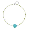 Collana girocollo perline stile boho fatte a mano con ciondolo cuore turchese blu donna. - Collana Cuore Turchese Blu (N2482) / Verde