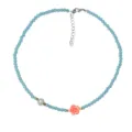 Collana girocollo con perline di cristallo blu, perla bianca e rosa per donna moda. - Stile Rosa Rosa Perla Cristallo Blu Chiaro / Stile N2498