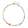 Collana girocollo con perline colorate, ciondolo cuore argentato e occhio malvagio per donne. - Collana Cuore Malocchio Giallo (N2486) / Giallo