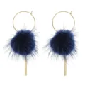 Orecchini a cerchio con sfera di pelliccia blu variante gioielli di modo donna - Blu Inchiostro (E1823)