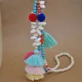 Bohemian multi-element beaded tassel necklace with shells and turquoise for beach wear. - Multicolor Red Tassel Style (N2343-Y03)