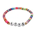 Colorful heishi clay bead bracelet with love letters and gold beads fashion jewelry. - Multicolor Polymer Clay Slice Bracelet (B1565) / Multicolor (B1565)