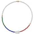 Collana di perline colorate bohémien con ciondolo di perla barocca, gioiello girocollo da donna - Stile Vintage Mix Perline (N2305-Y02)