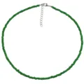 Collana di perline verdi con catenella di estensione argentata stile boho gioielli donna - Collana Semplice in Perline (N2308-06) / Verde