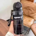Grosse kapazitat sport trinkflasche mit strohhalm und griff fur outdoor fitness nutzung. - 800ML / Schwarz (YCSL-450)