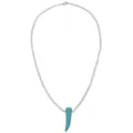 Collana di perle bianche con ciondolo corno turchese blu donna gioielli da spiaggia estivi - Stile Ciondolo in Corno Bianco (N2310-02)
