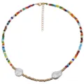Collana di perline colorate con perle barocche irregolari gioielli da spiaggia da donna. - Stile Patchwork Colore Etnico (N2306-Y03)