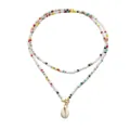 Collana multiuso fatta a mano in perline di vetro con ciondolo a conchiglia stile boho. - Stile Perline Colorate con Conchiglia Naturale (N2432)