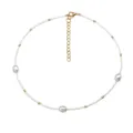 Böhmische Perlen-Choker-Halskette mit goldenen Perlen und Verlängerungskette für Damen Sommer - Weiß
