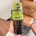 Modische grosse Sport Wasserflasche outdoor tragbare Trinkhalm Teebereiter Becher Paare - 800ML / Grün (YCSL-450)