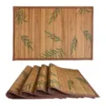 Bambus Tischset Blatt gedruckt Tischläufer Hitzebeständig Rutschfest Matte für Küche Esszimmer - Platzset / 45x30cm