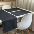 Donkergrijze stoffen tafelloper en placemats set, moderne hittebestendige effen tafelloper. - Placemat 45*30cm / Zwart