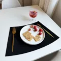 Zwarte waaier vormige placemat waterdicht leer tafelmat voor eetkamer hotel inrichting - Zwart