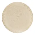 Round paper woven placemat with fringe, stylish beige table mat for home decor and dining. - 38 cm / Milk Coffee