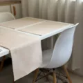 Effen kleur imitatie linnen tafelloper en placemat set, elegante dubbellaagse eettafeldecoratie. - Placemat 45*30cm / Havermout