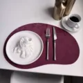 Cashew shape leather placemat dark purple faux velvet dining table mat stylish home decor variant - 44*30cm 115g/Piece / Burgundy