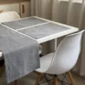 Grijze stoffen tafelloper en placemat set, linnenlook hittebestendige mat voor de eettafel thuis. - Placemat 45*30cm / Gris Melange