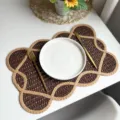 Tovaglietta all'americana in carta intrecciata a fiore stile ins, decorazione tavola vintage. - 45x30cm Rettangolo / Caffè