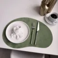 Set de table en cuir vert en forme de cajou style nordique tapis isolant pour assiette - 44*30cm 115g/Pièce / Vert forêt