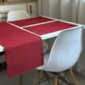 Rode Tafelloper en Placemats Set, Imitatie Linnen Stoffen Tafelkleed voor Eettafel Thuis. - Rood