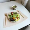 Elegant waterproof leather placemat for dining table, modern minimalist style tabletop decor. - Pearl White