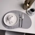 Set de table en cuir gris en forme de cajou, style nordique double face isolation. - 44*30cm 115g/Pièce / Gris Pierre d'Argent