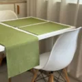 Groene tafelloper placemat set linnenlook effen kleur afwasbaar eetkamer tafel decoratie - Groen