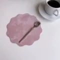 Roze leren placemat in ins stijl met zijdeachtige textuur warmte-isolatie kopje mat decor. - 18cm/25g roze