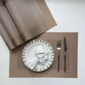 European style PVC woven placemat set non-slip heat resistant table mat for dining room - Champagne 2 Single Frame