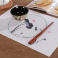 Chinese stijl PVC placemat met inkt lotus print, waterdichte hittebestendige mat. - 45x30cm / Rode elegantie 2