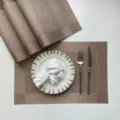 Premium PVC placemats set, woven heat-resistant table mats for dining room and hotel decor. - Champagne Single Frame