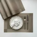 PVC woven placemat set for dining table, anti-slip heat insulation mat, elegant table decor. - Champagne 4 Single Frame