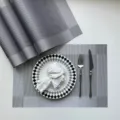 PVC Woven Placemat Set Non-Slip Heat Insulation Table Mat Kitchen Dining Table Decor Grey - Silver 2 Single Frame